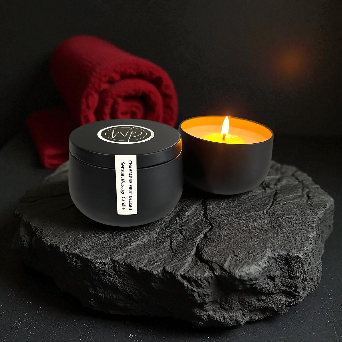 Whisper Pleasures Sensual Massage Candle – Champagne Fruit Delight 8oz