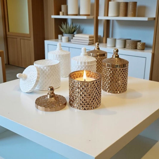 Whisper Pleasures Geo Glass Collection – 11oz Luxe Candle (White ,Rose Gold or Black)