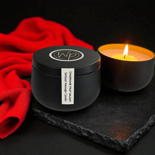 Whisper Pleasures Sensual Massage Candle – Champagne Fruit Delight 8oz